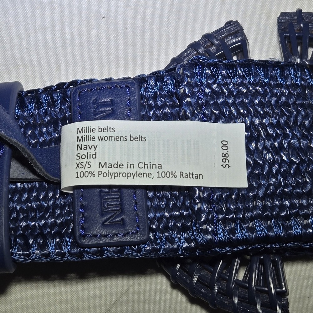 J. McLaughlin Millie Woven Belt Womens XS/S Navy NEW $98 - Picture 2 of 3